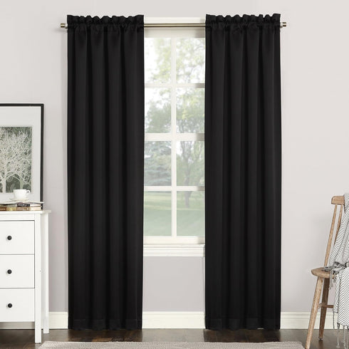 Sun Zero Easton Energy Saving Blackout Curtain Panel, 40" x 63", Black