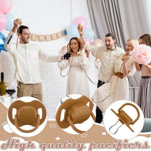 12 Sets 1 12 Geelin Swing Pacifier Baby Shower Games Funny Gender Reveal Games, Include Wooden Sign and Plastic