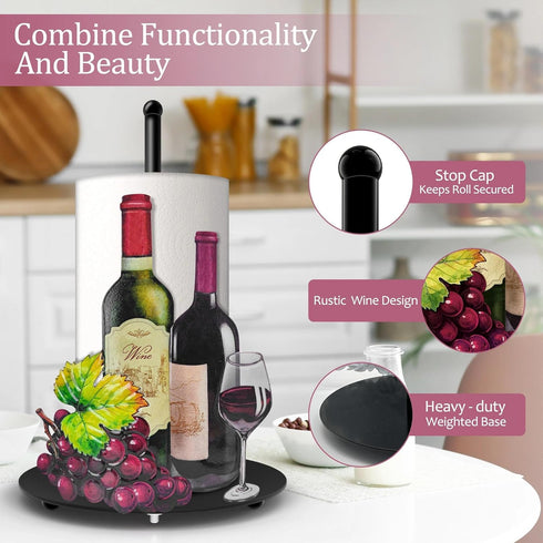 Countertop, Hexagram Wine Paper Towel Holder, Wine Kitchen Bar Decor, Retro Decor for Kitchen Bar Bathroom Antique