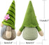 Gehydy Set of 2 Plush Spring Gnomes, Handmade Green Scandinavian Tomte Easter Sunflower Decoration for Home Kitchen