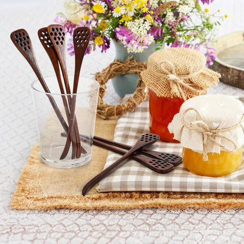 12 Pack 7'' Cididu Wood Honey Dipper, Honey Spoon Sticks, Honey Mixing Stirrers for Tea Coffee, Honey Comb Sticks