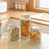 ComSaf Airtight Glass Canister Set of 3, 34oz Food Storage Jar - Square Storage Container with Clear Preserving Seal