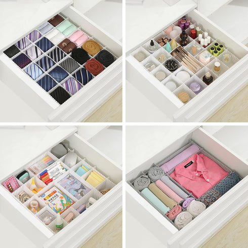 Qozary 42 Pack Adjustable Drawer Organizer Dividers for Socks, Underwear, Makeup, Kitchen, Dresser, Office