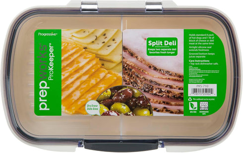 ProKeeper Split Deli Food Storage Container, Air-Tight Silicone Seal and Dry Erase Compatible Lid, 11.75
