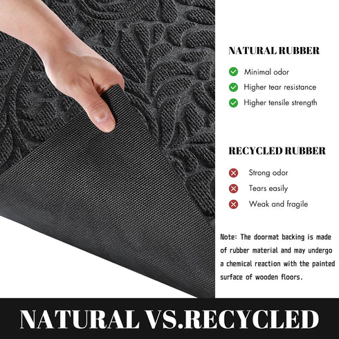 Yimobra Sturdy Door Mat, Heavy Duty Welcome Mats for Home Entrance, Weather Resistant Easy Clean (Black)