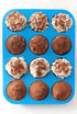 JEWOSTER 12 Cups Silicone Muffin Pan 2 Pack - Nonstick Silicone Molds for Making Muffin Cakes, Bread, Tart - BPA Free