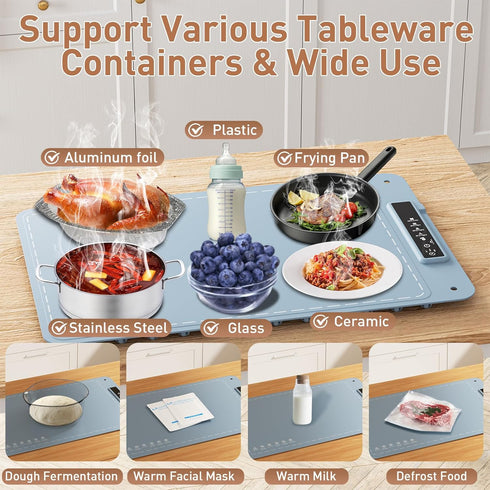 Fussion 10S 4 Food Warming Mat, Rapid Heating Warming Mat for Food, Upgraded Heating Tech Food Warmer Mat