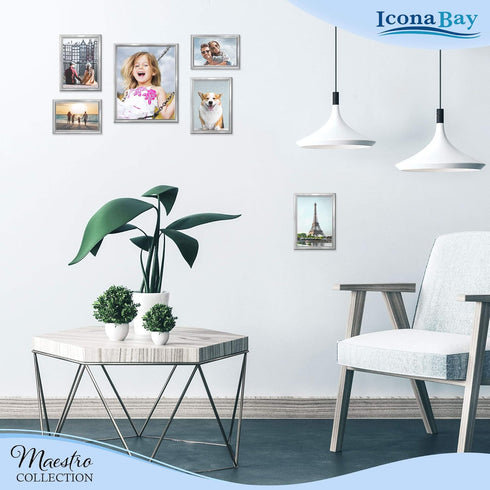 Icona Bay 4x6 Picture Frames Set (Silver, 12 Pack), Classy Contemporary Style from Maestro Collection