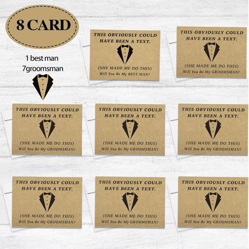 Teling 8 Pieces Groomsmen Proposal Gift Cards, 7 Funny Will You Be My Groomsman Cards for Wedding Party Supplies