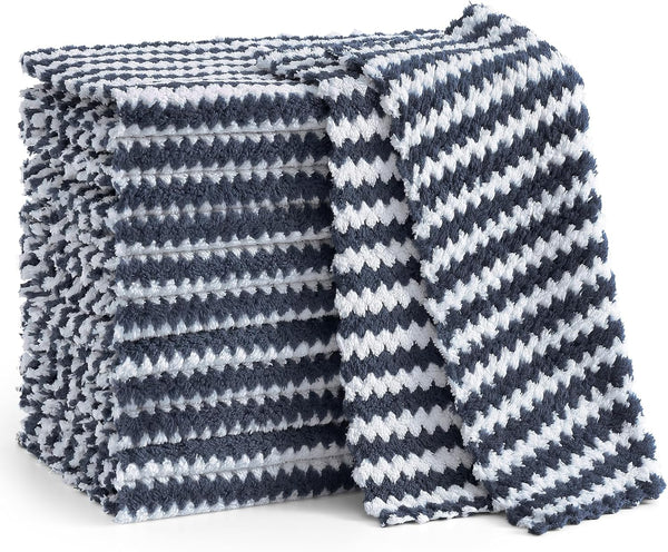 Homaxy 12 Pack Ultra Soft Kitchen Dish Cloths - Absorbent Reusable Fast Drying Microfiber Cleaning Cloth, Dark Grey