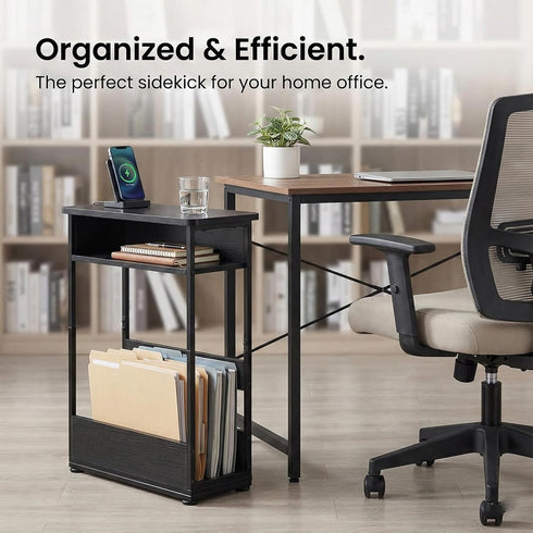 Table,3-Tier Narrow Side Slim End Table with Storage Shelf,Modern Sofa Table Thin Side Table for Narrow and Small