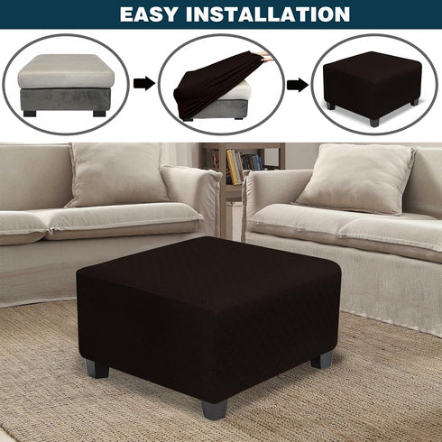 NeColorLife Oversized Square Ottoman Cover,Stretch Ottoman Slipcover,Thick Storage Ottoman Cover,Foot Stool Cover