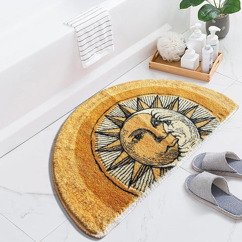 Semi Circle Bathroom Floor Rug, Half Round Door Mat, Non-Slip Welcome Entrance Way Rug, Absorbent Microfiber Tufted Rug