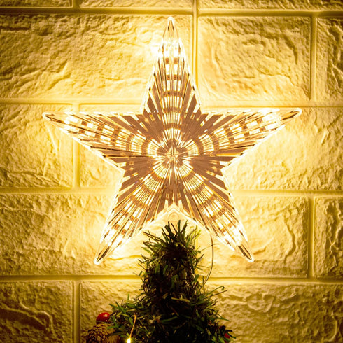 Warm White Light Christmas Tree Topper Star, 8.7 Inch Decor for General Size Xmas Tree Holiday
