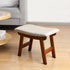 Compact Bamboo Ottoman with Beige Cushion and Brown Legs - Ideal Foot Rest