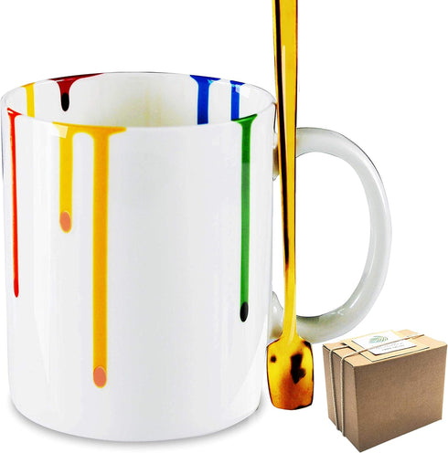Novelty Artist Mug Birthday Gift for Women Men - Appreciation Gifts for Teacher, Art Lover - Rainbow Mugs