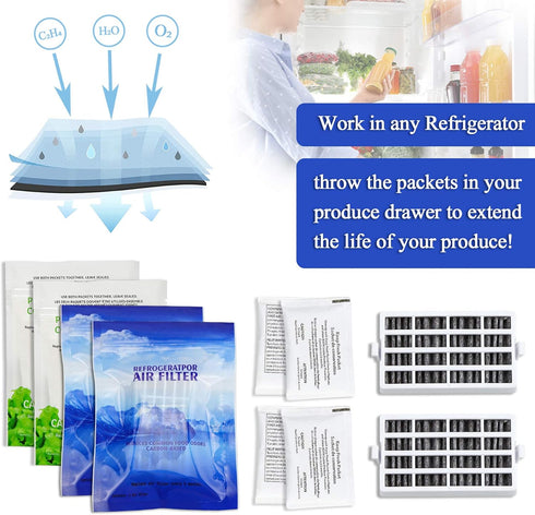AMI PARTS W10311524 AIR1 Fresh Flow Air Filter & W10346771A Produce Preserver Replacement for Refrigerator (Pack of 2)