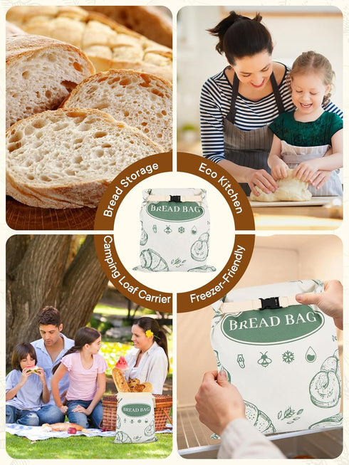 2 Pack 1713 Inch Zippered Beeswax Bread Bags Large Cotton Sourdough Bread Bags Reusable Bread Storage Bags for Homemade