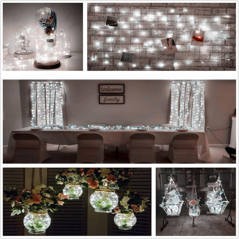 Ranlraka 7Ft White LED Christmas Fairy Lights for Bedroom Battery Operated String Lights Mason Jar Lights Waterproof