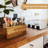 Large Kitchen Utensil Holder Organizer, Wooden Storage Container with 3 Compartments, Acacia Wood