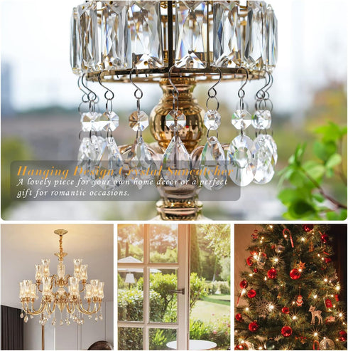 Decor(Clear,12pcs) kanpura Crystal Chandelier Prisms,Crystal Sun Catcher Kit,Rainbow Hanging Crystals Suncatcher