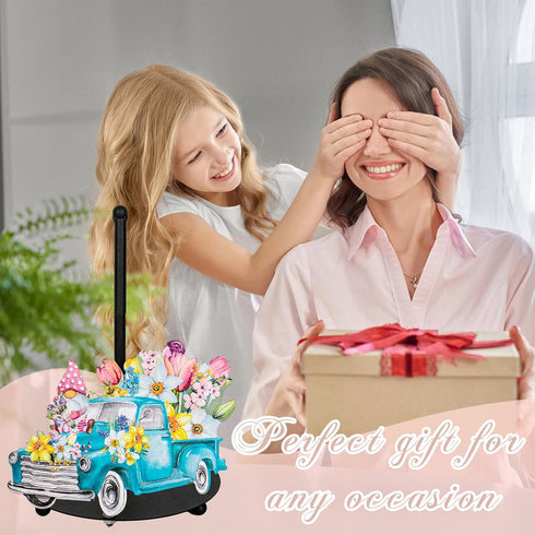 Countertop FYSUIMU Spring Flower Paper Towel Holder Tulip Floral Truck Gnome Paper Holder Stand Black Metal Tissue