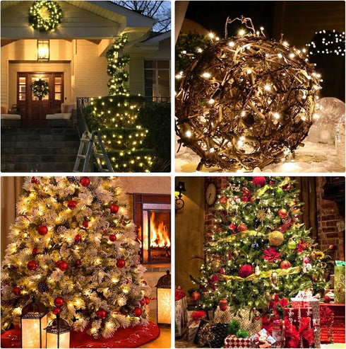 30FT 150 FUNPENY Christmas Lights, Incandescent Mini Clear String Lights, Warm White With Green Wire for Indoor Outdoor