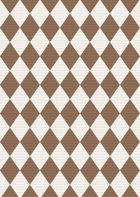 5x7 Washable Checkered Rugs for Bedroom, Brown and White Area Rug for Living Room, Geometric Faux Wool Carpet for Kids