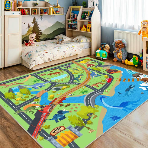 3x4 Kids Rugs for Playroom - Soft & Non-Slip Feet Dinosaur Play Mat,Childrens Dinosaurs Carpet Washable Rug