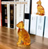 Amber Cat Figurines Statue Decor Cat Memoial Gifts for Cat Lovers Mom Women,Knick Knacks for Shelf, Bookshelf