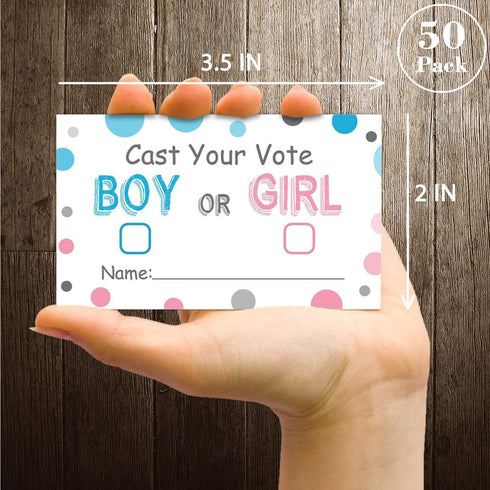 Gender Reveal Party Voting Cards, Baby Shower Game, 50 Cards, Pink and Blue, 3.5 x 2 Inches