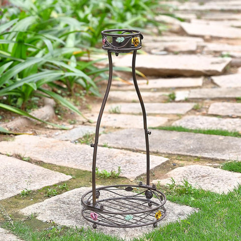 8-9 Inches 11 24 Gazing Globe Stand, Metal Gazing Ball Holder with Flower Planter Base, Vintage Gazing Ball Display