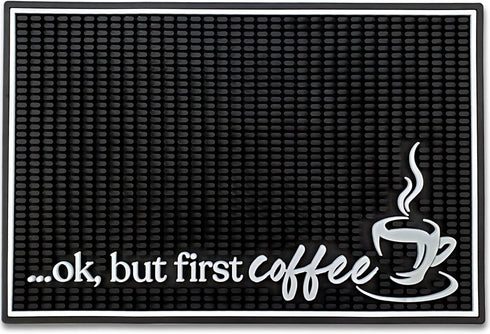 New Mungo Coffee Bar Mat, Coffee Bar Accessories for Station Decor, Rubber Mat, 18”x12” - Ok, But First Coffee