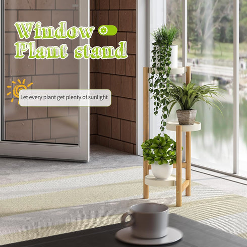 3 BMOSU Plant Stand For Indoor Outdoor Bamboo Potted Holder Shelf Plant Rack Plants Corner Plant Shelf Plant Display