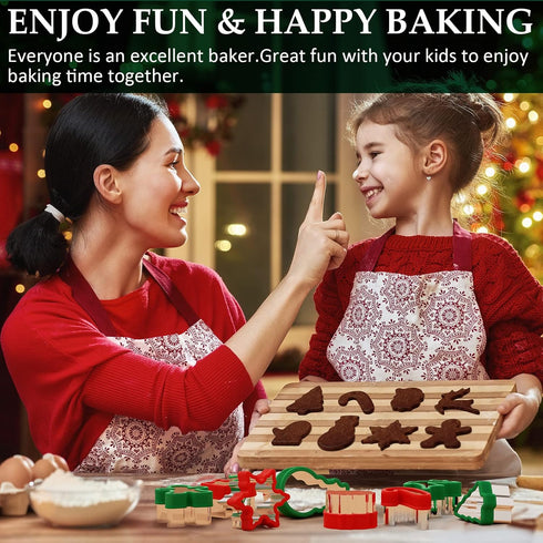 Christmas Cookie Cutters Set - 16 Pieces Stainless Steel Baking Cutters with Comfort Grip for Holiday Shapes