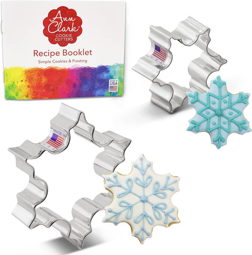 Ann Clark Christmas Snowflake Cookie Cutters 2-Pc Set, 2.5", 3.25", Made in USA