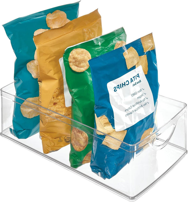 iDesign Recycled Plastic Cabinet and Pantry Storage Bin with Integrated Handles – 16” x 8” x 5”, Clear