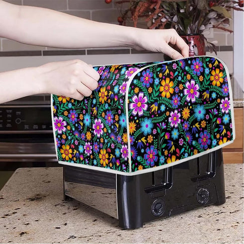 Floral 2 Slice Toaster Covers, Anti-Sputtering Dust Cover, Small Washable Kitchen Appliance Protector