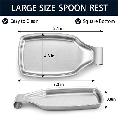 Stainless Steel Spoon Rest for Kitchen Stove Top, Herogo Large Cooking Utensil Spatula Ladle Holder with Square Bottom, Kitchen Accessories for Kitchen Countertop, Heavy Duty, Dishwasher Safe