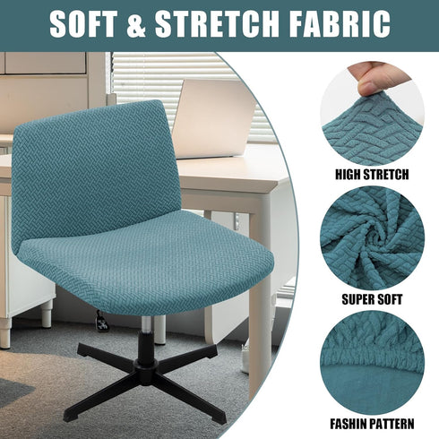 Armless LiveGo Chair Covers, Elastic Criss Cross Chair Cover, Perfect for Vanity/Mid Back Wide Seat Accent/Office Desk