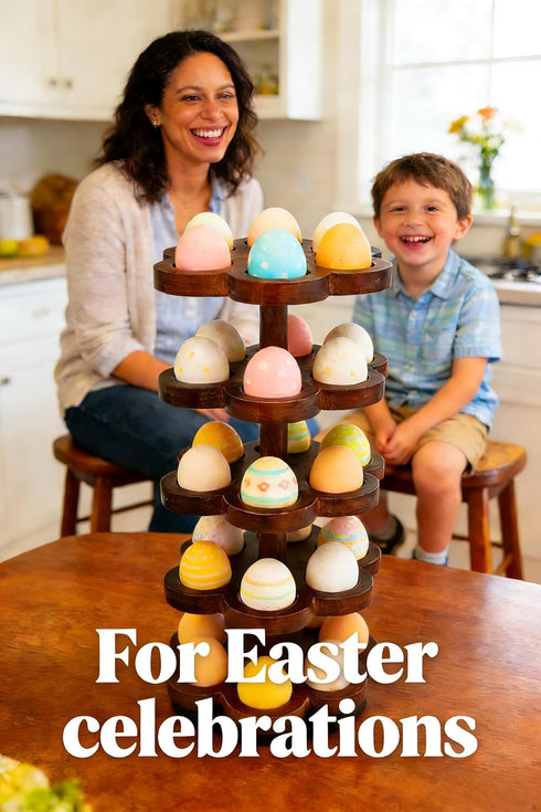 Lnncdsc Countertop 360 30 Counter, Wooden Egg Holder Rotating, Egg Rack for Eggs, Spiral Egg Storage Organizer