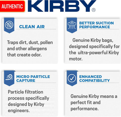 Kirby Micron Magic HEPA Filter Bags - 2-Pack, Part #205811, Universal Fit for F-Style & Twist-Style