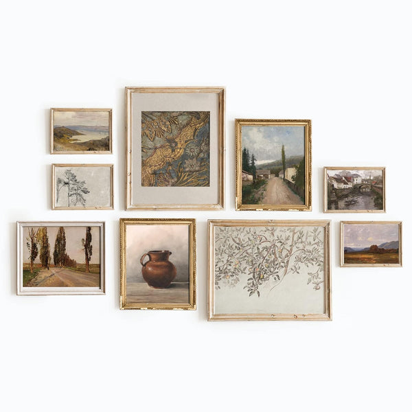 Set of 9 Vintage Wall Decor - French Country Gallery Wall Art Prints, Sketch Poster Landscape Art (11X14 IN UNFRAMED)