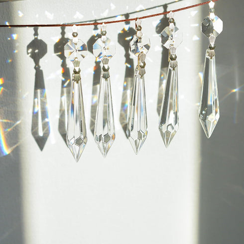 Pack 20(2.4 inch) H&D HYALINE & DORA Crystal Icicle Prisms Clear Glass Bead Octogan for Lamp Drop Chandelier DIY