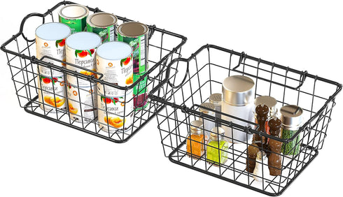 Simple Houseware 2 Pack Stackable Single Wire Basket (11.5 x 15 x 7.5 in) for Organizing Storage Solutions