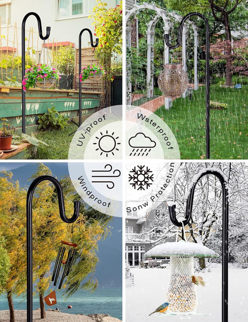 Ottsuls Shepherd-Hooks Adjustable for Bird-Feeder Lantern Plant-Hook Garden-Stake - Plant Stand Hanger for Outdoor