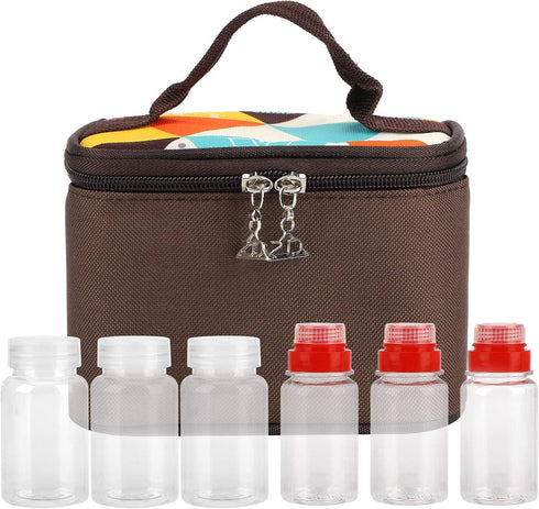 Portable Travel Spice Containers, Multi Spice Jars Storage with Lids for Camping, BBQ, Backpacking with 6 Seasoning