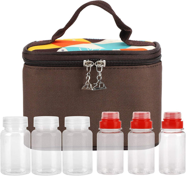 Portable Travel Spice Containers, Multi Spice Jars Storage with Lids for Camping, BBQ, Backpacking with 6 Seasoning