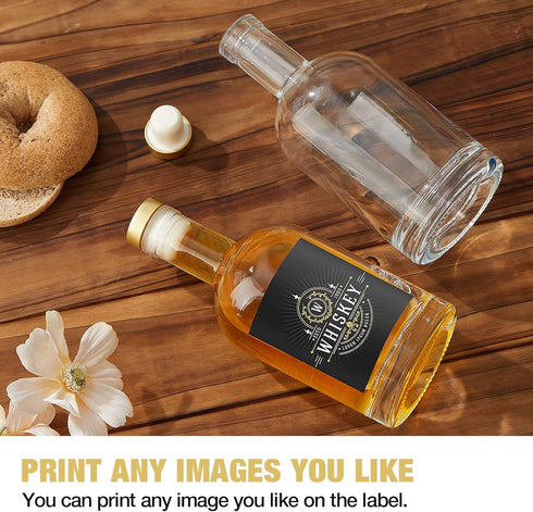 Set 6 6 oz, Mfacoy of Clear Glass Bottles, Reusable, T-Top Cap, Perfect for Wine, Oil, Vinegar, Kombucha, Beer, Water