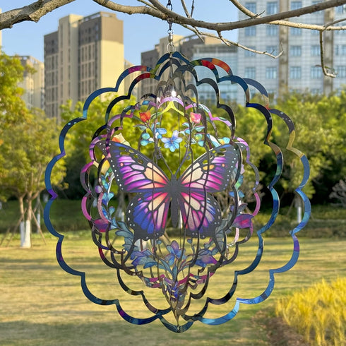 Wind Spinners Outdoor Butterfly Decorations, 12 Inch 3D Hanging Wind Sculptures for Garden Decor, Birthday Gifts